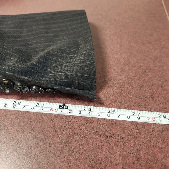 Vtg Pure Wool Blazer Mens Large XL Black Pinstripe Tailors Row S&K Famous Brands - Picture 8 of 16